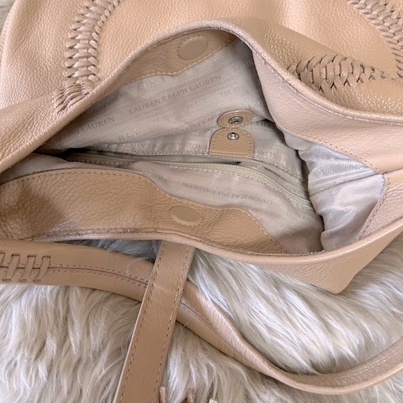 Lauren Ralph Lauren “Indian Cove” Leather Hobo Bag in Sandstorm Beige Leather - Picture 10 of 16